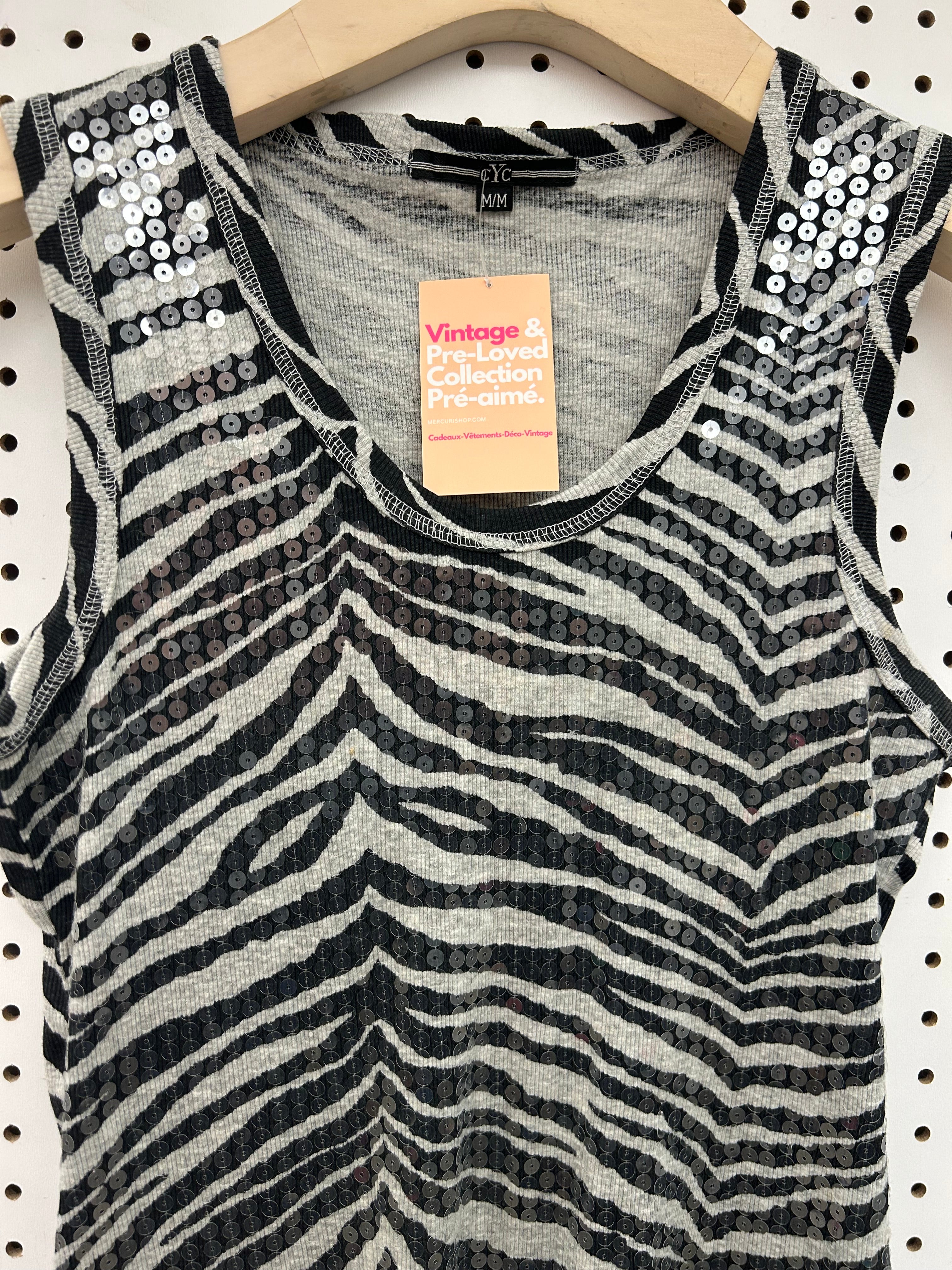 Haut en sequins zèbre