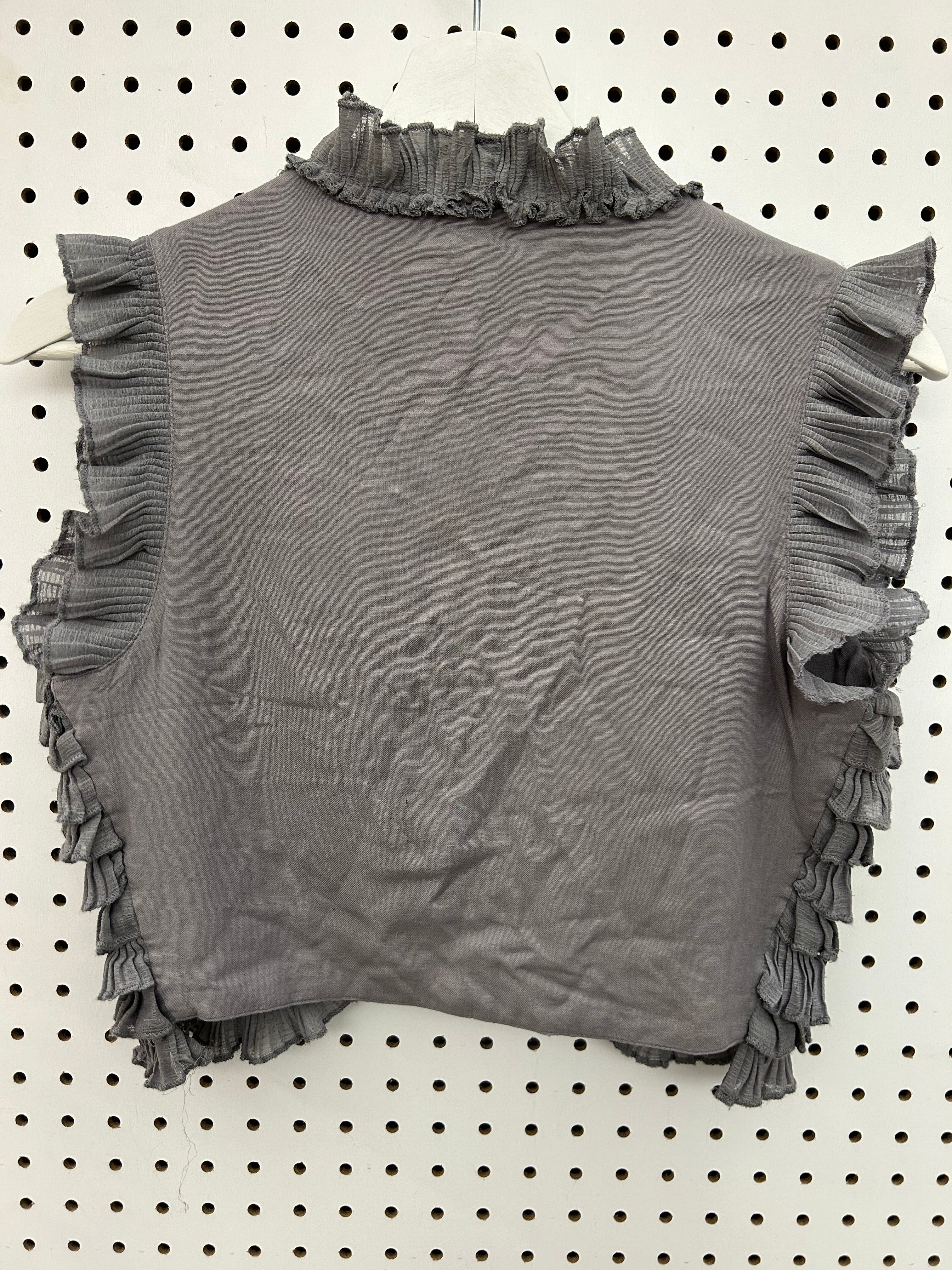 Gilet à volants gris court