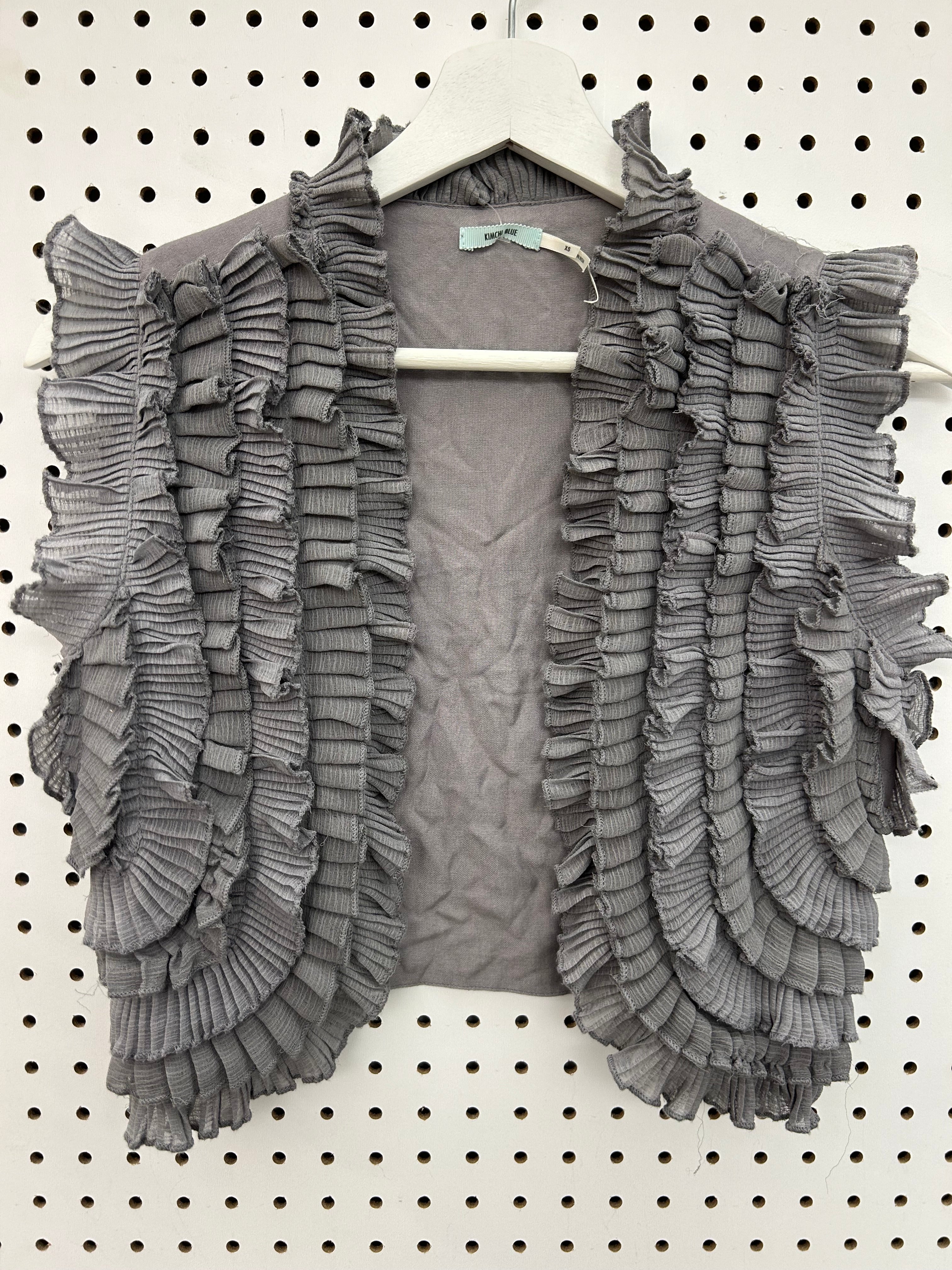Gilet à volants gris court