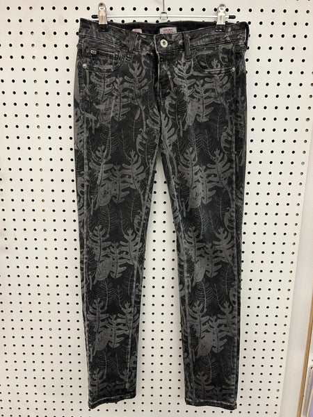 Leaf Patterned Skinny Jeans