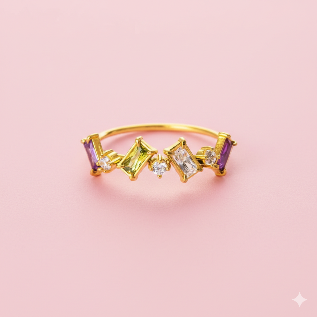 Colorful multi-crystal ring