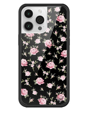 Coque iPhone sauvage noire et rose à motif floral