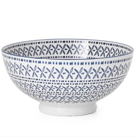 Kiri Porcelain 8" Bowl Blue Stitch