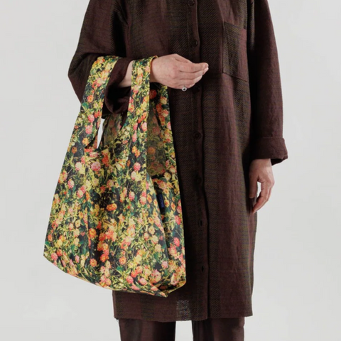 Baggu Standard Bag Teal & Brown Wavy Stripe
