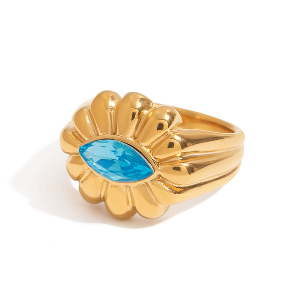 Aqua flower ring