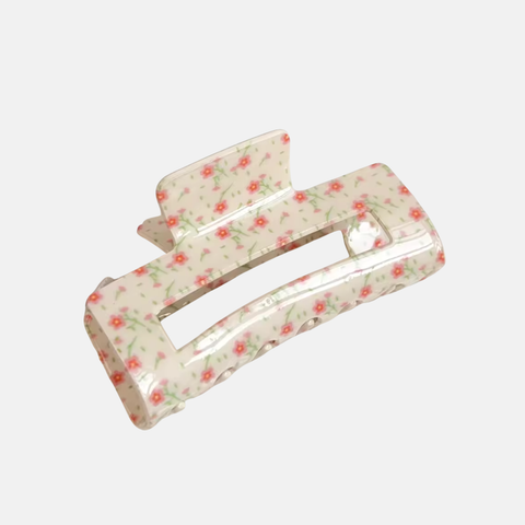 Pince à cheveux fleur rose et blanche