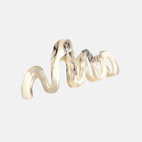 Pince à cheveux ondulée en marbre gris