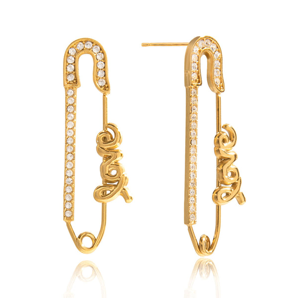 Cute safety pin love earrings
